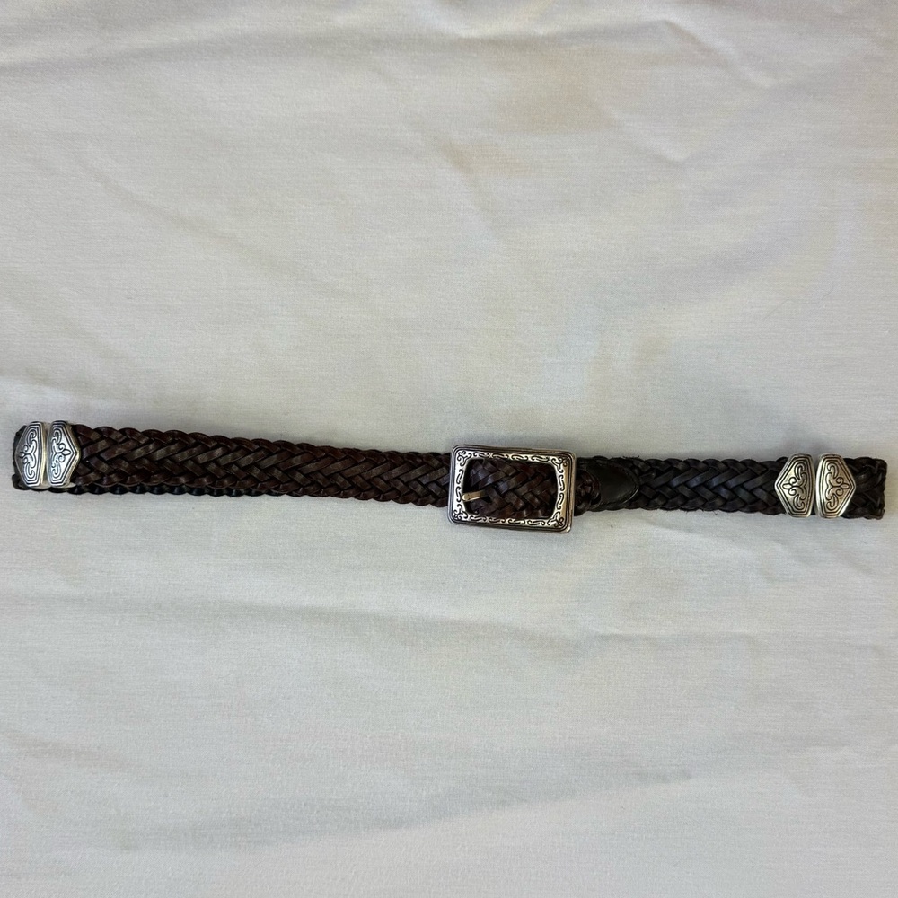 Western Braided Women’s Reversible Black Brown Belt Silver Accents Medium